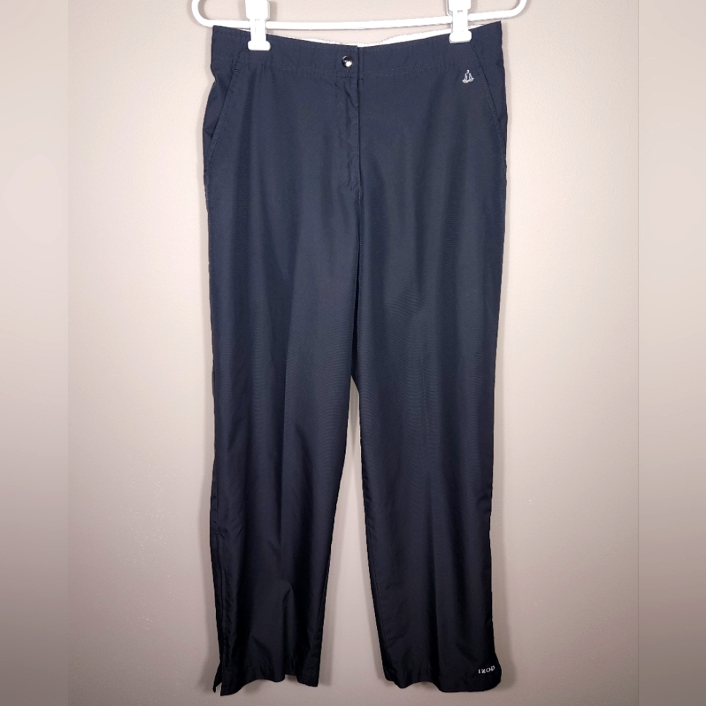Izod Women's Yoga Slacks Pants Zipper Bottoms Size M Black Athleisure Wear